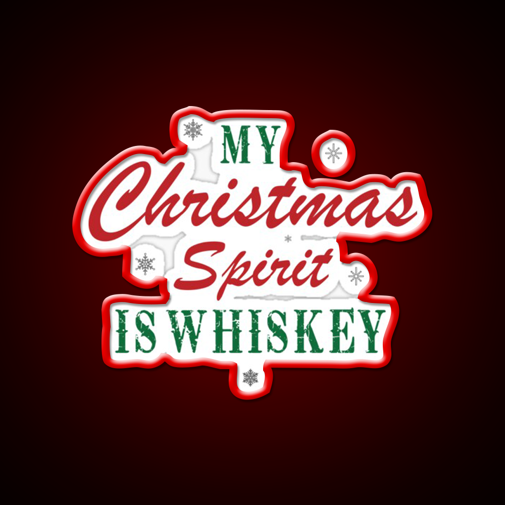 My Christmas Spirit Is Whiskey Drink Bar Led Neon Sign Rgb Color