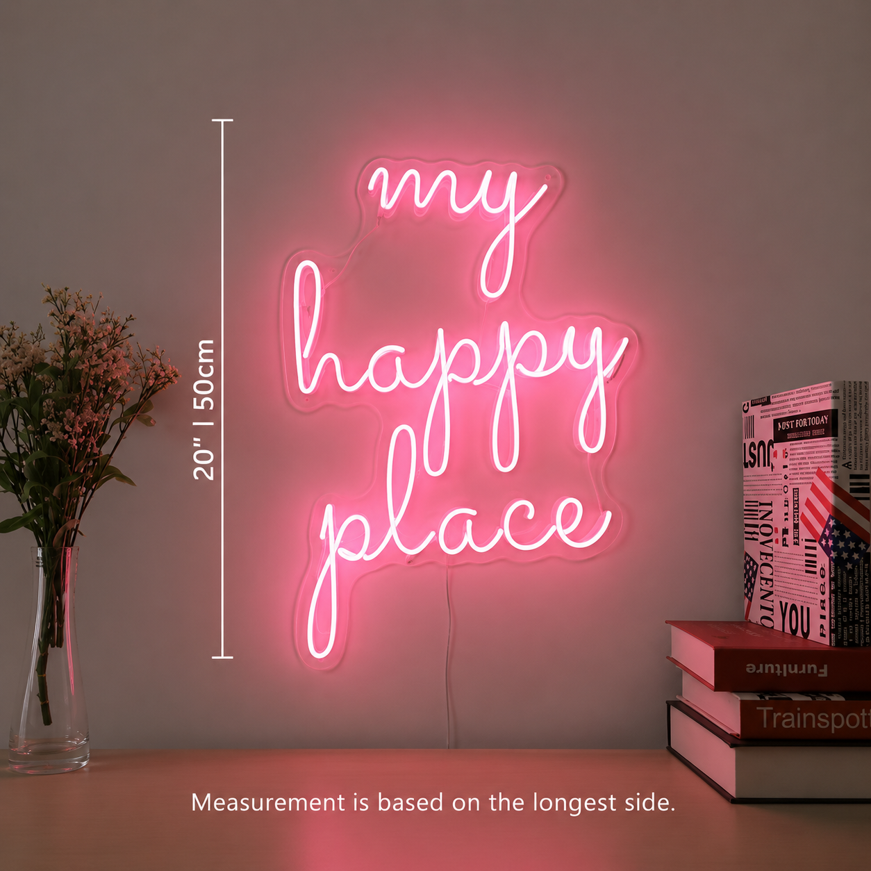 My Happy Place LED Neon Sign Bedroom Wall Art - 04 Size Image