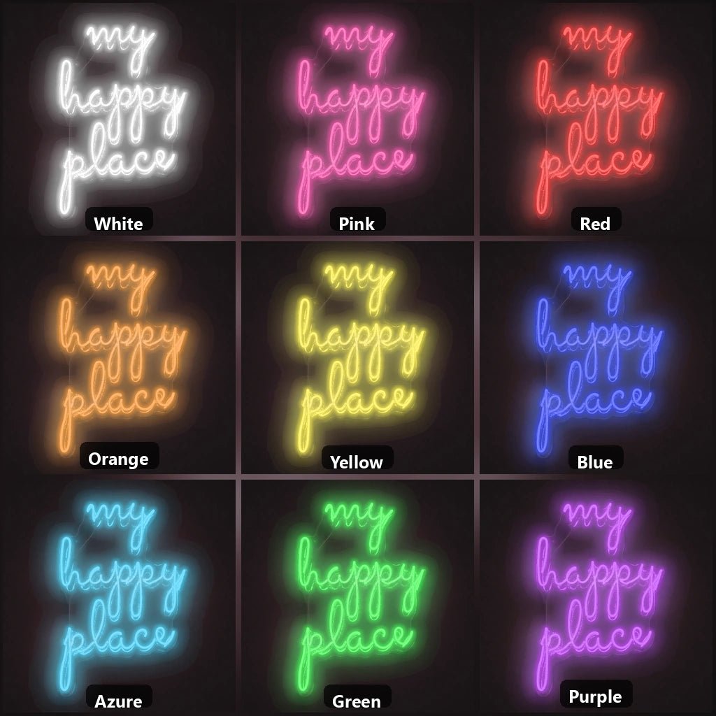 My Happy Place Wall Decor LED Neon Sign Garage Man Cave Neon Sign - Shineneon