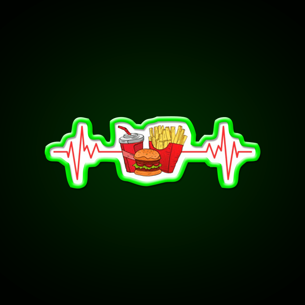 My Heart Beats Fast Food Willow Days Led Neon Sign For Burger Place Rgb Color - Shineneon