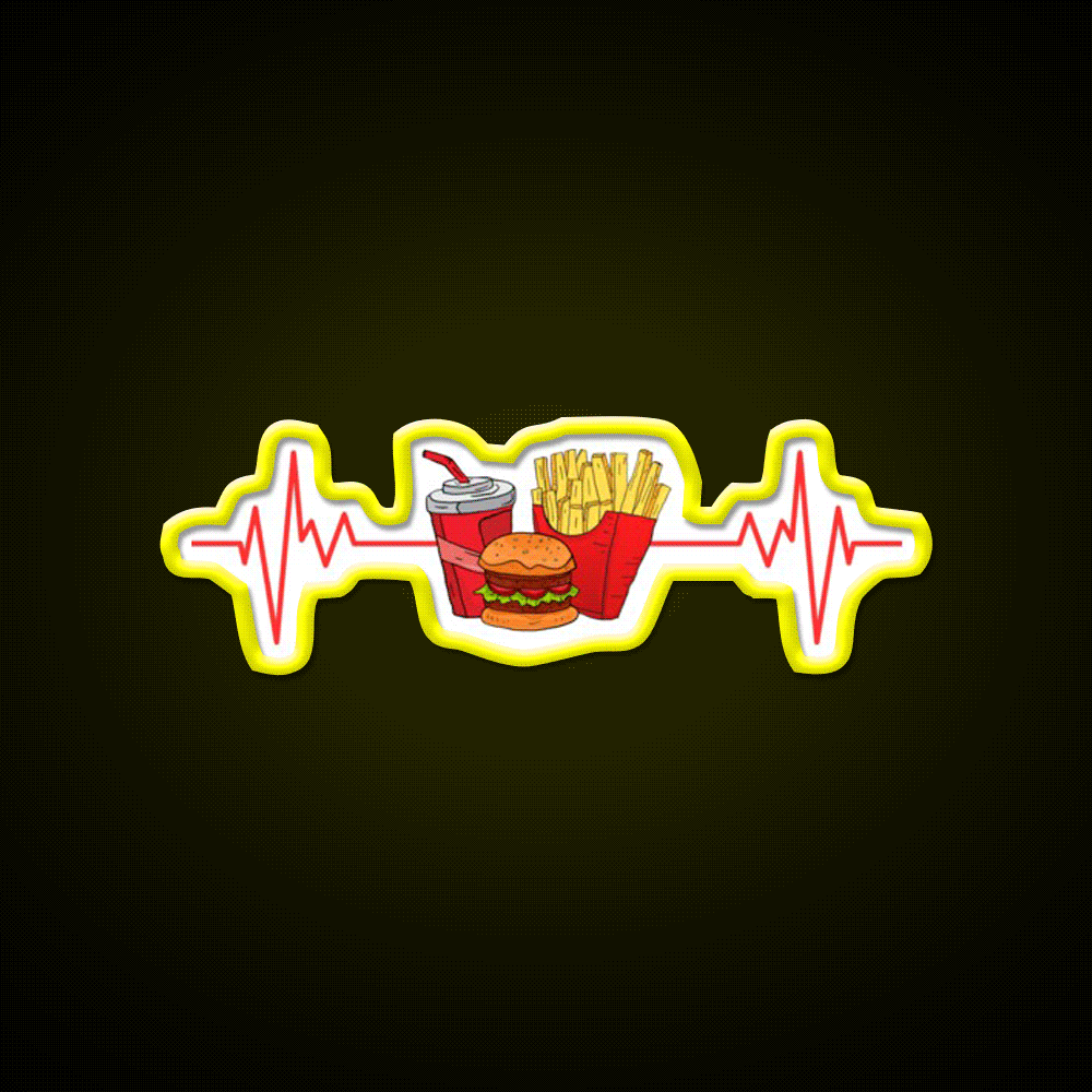 My Heart Beats Fast Food Willow Days Led Neon Sign For Burger Place Rgb Color - Custom LED neon sign front view