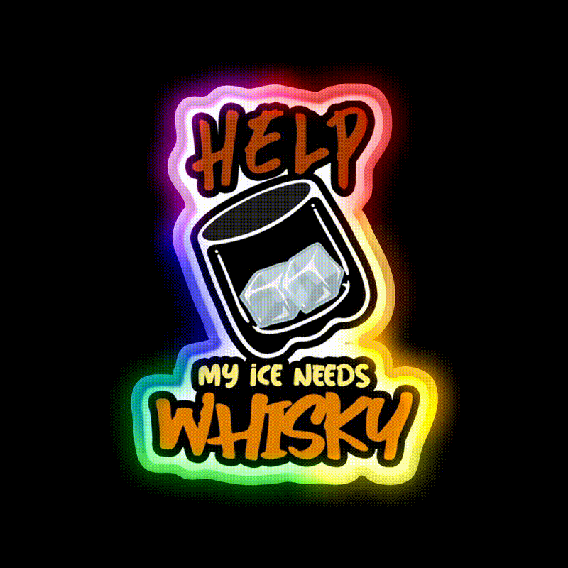 My Ice Needs Whiskey Drink Bar Led Neon Sign Rgb Color