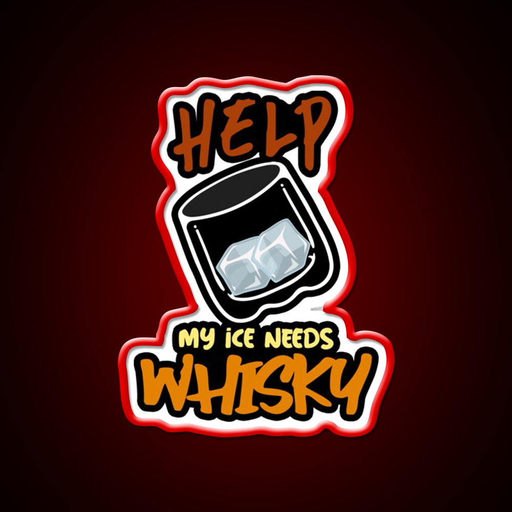 My Ice Needs Whiskey Drink Bar Led Neon Sign Rgb Color