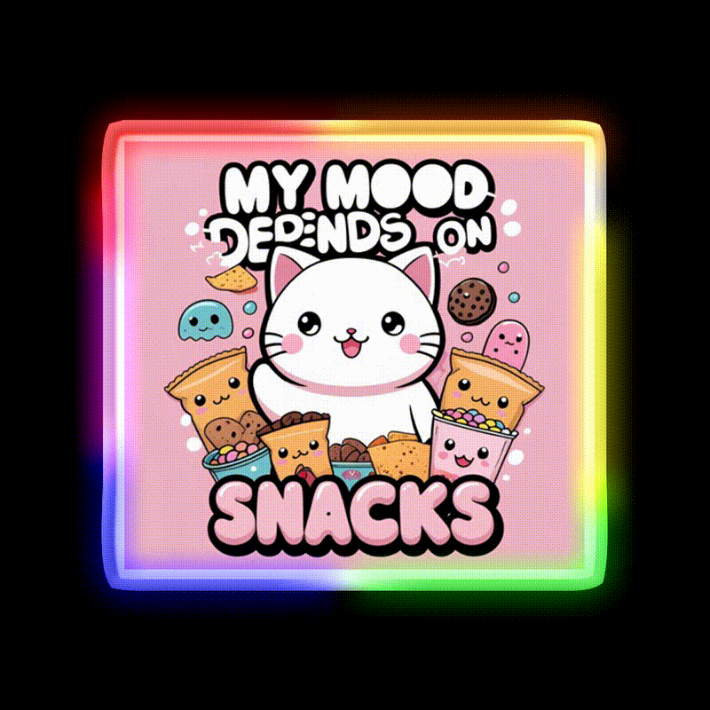 My Mood Depends On Snacks Snack Food Led Neon Sign Rgb Color - LED neon sign close-up detail