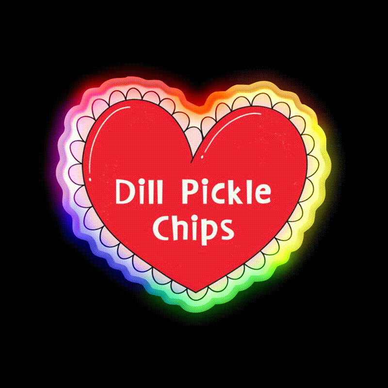 My One True Love Dill Pickle Chips Valentine Snack Food Led Neon Sign Rgb Color - LED neon sign close-up detail