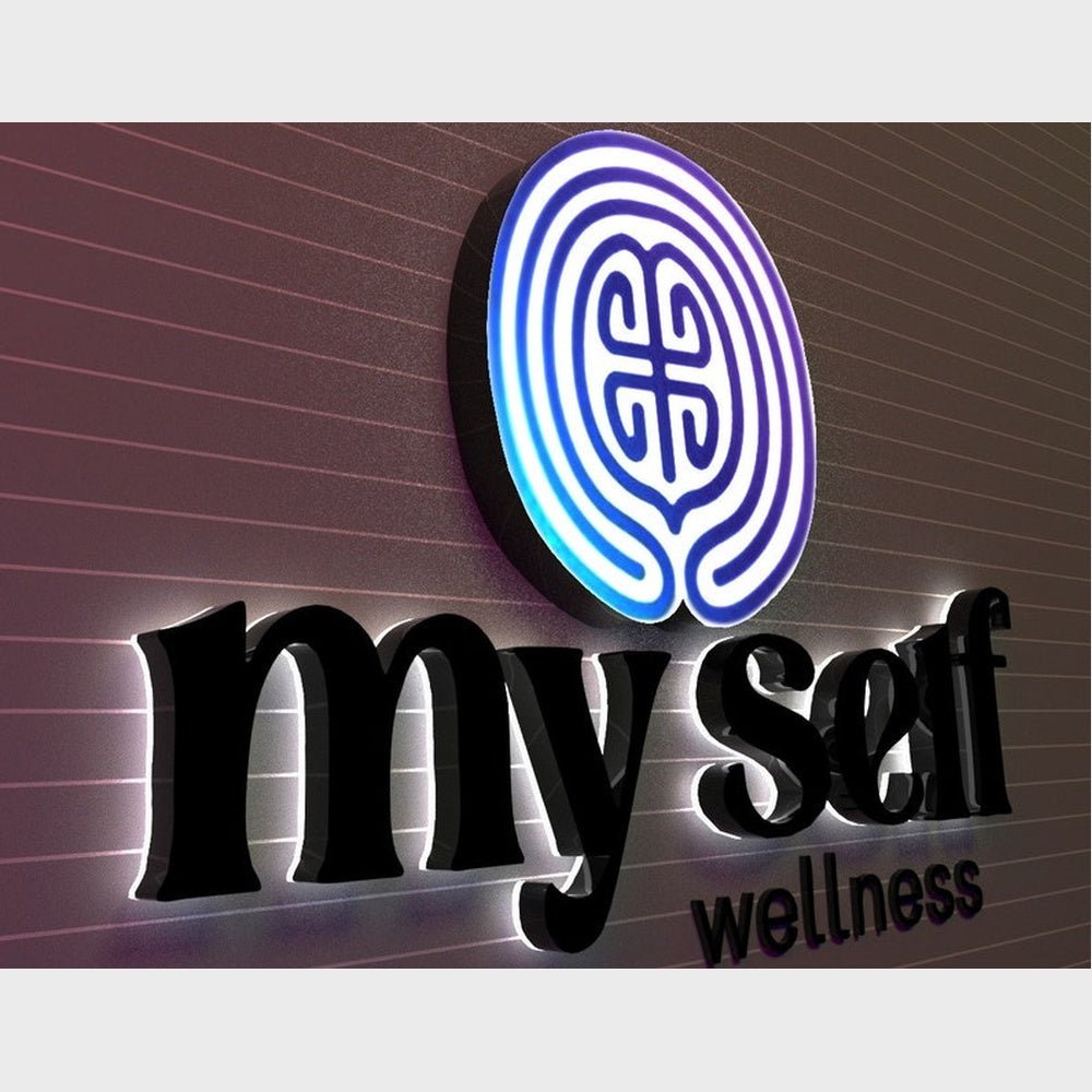 My Self Wellness With Big Logo 3D Frontlit And Backlit Channel Letter Led Light Sign - Shineneon