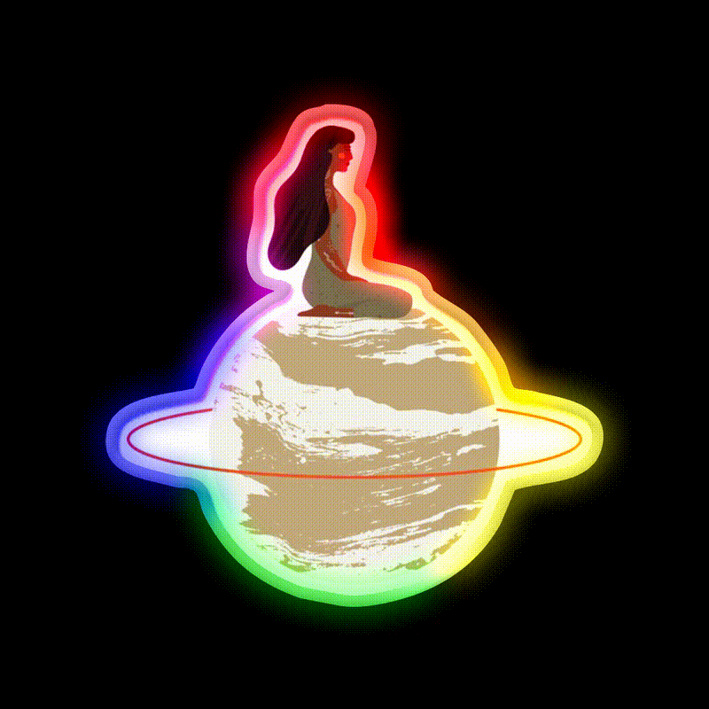 Mystical Goddess On Aesthetic Planet Yoga Led Neon Sign Rgb Color