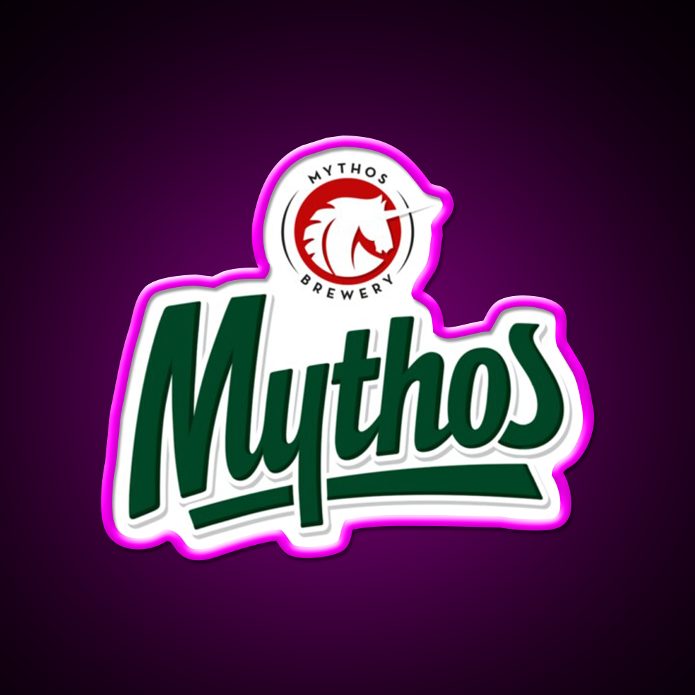 Mythos Beer Bar Decor Led Neon Sign Rgb Color - Neon sign mounted on wall in room