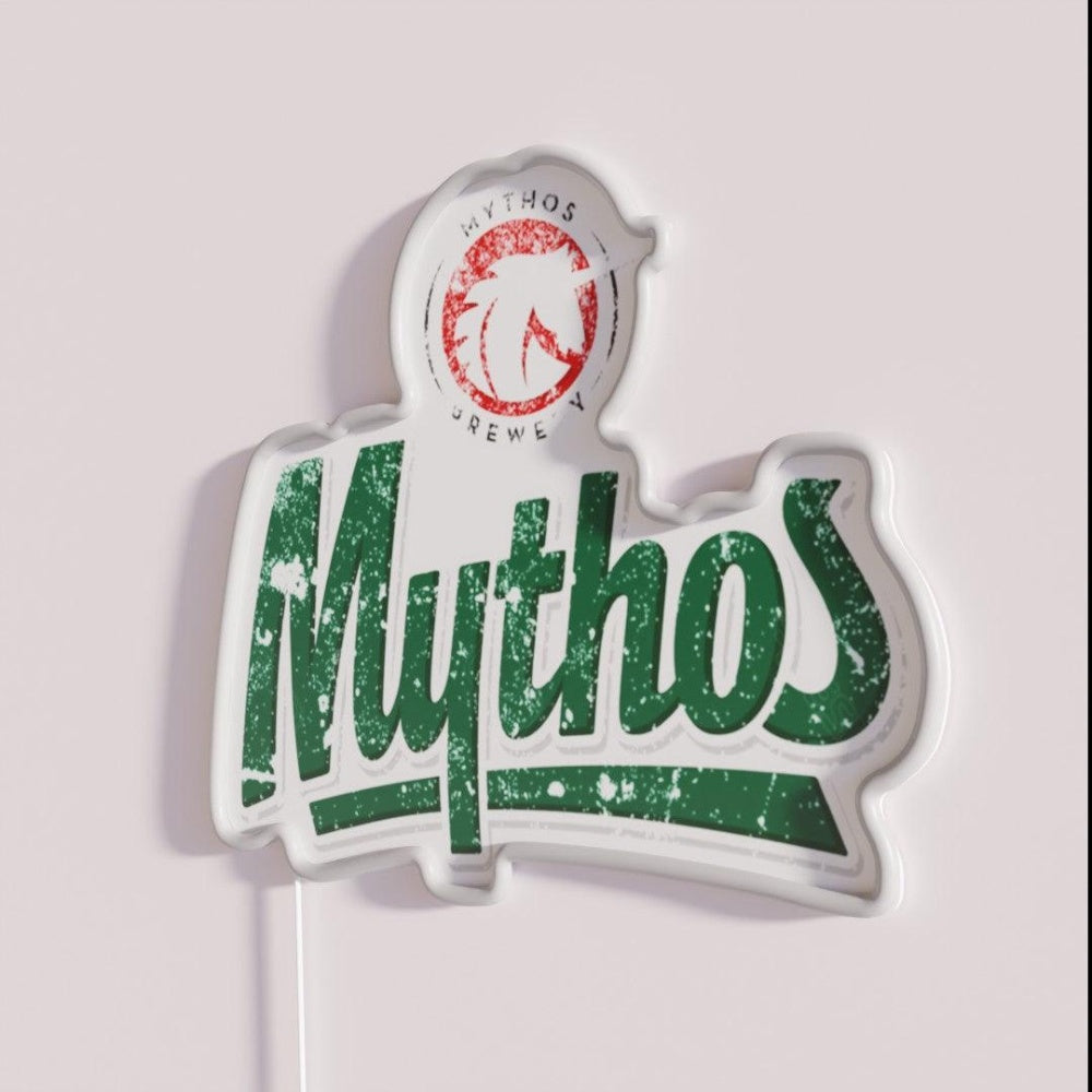 Mythos Brewery Greece Rgb Led Neon Sign - Neon sign mounted on wall in room