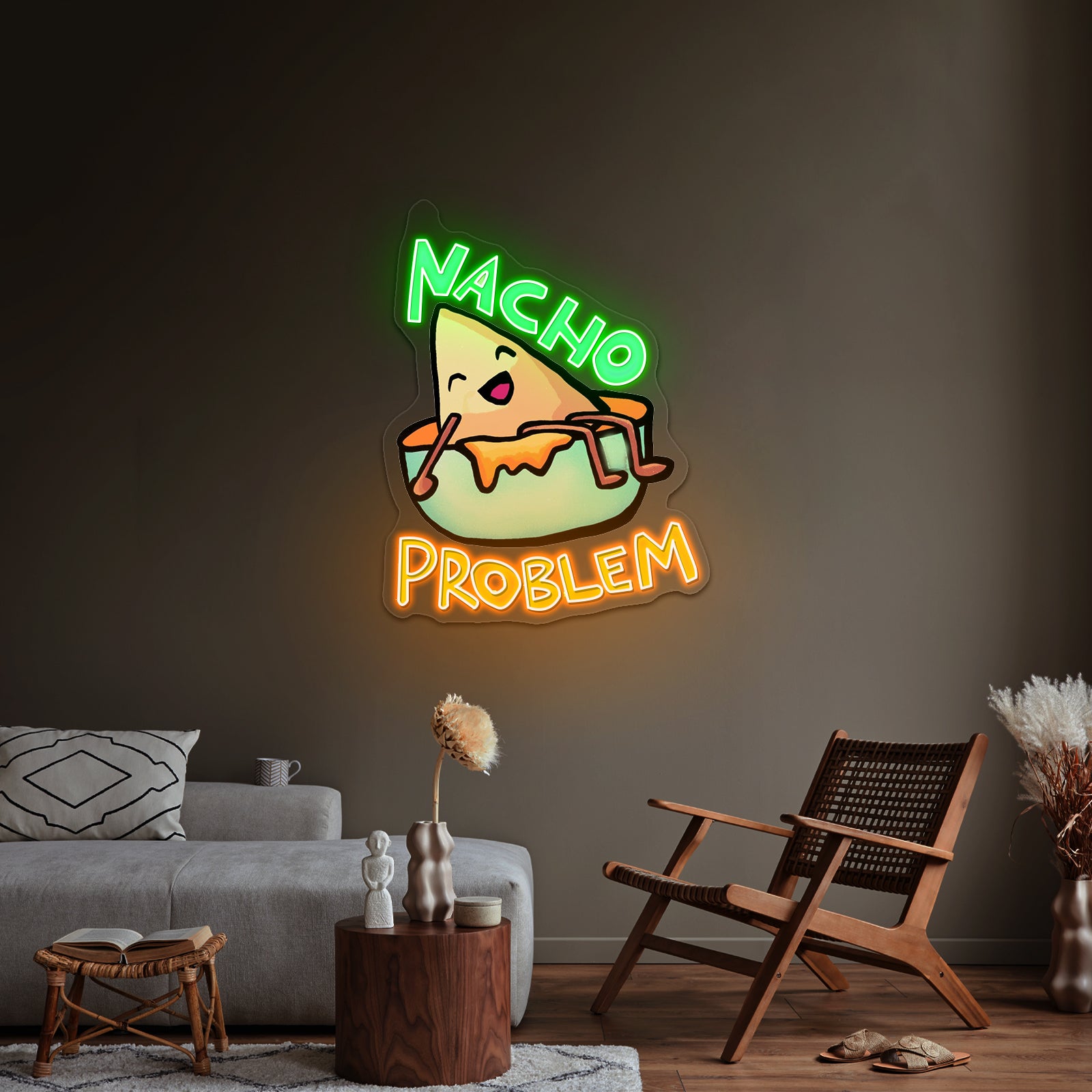 Nacho Problem Food Pun Artwork Gaming Neon Signs
