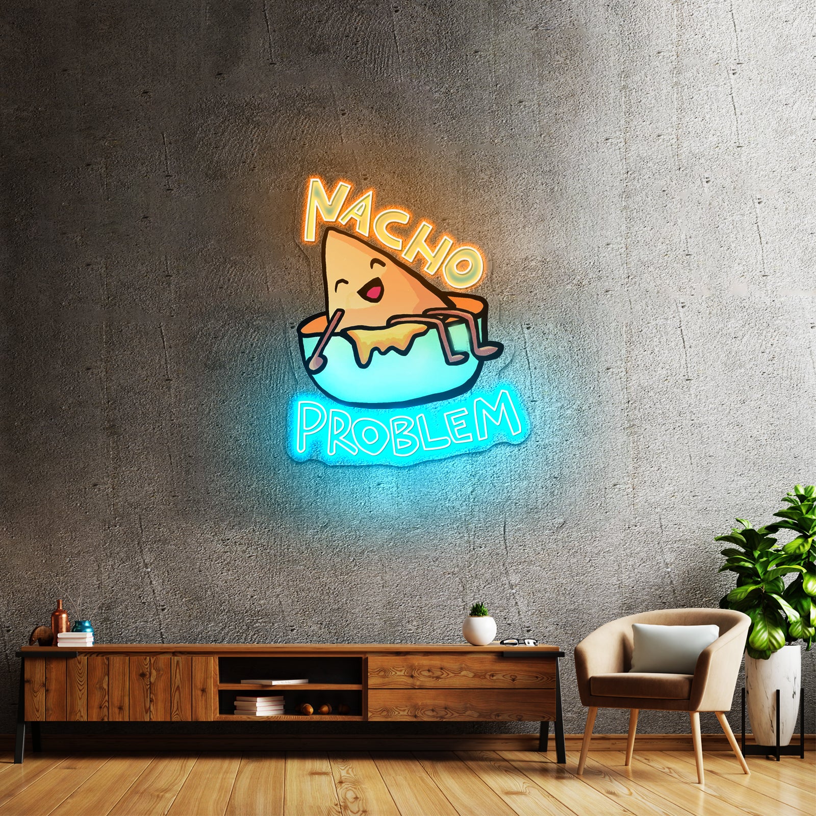 Nacho Problem Food Pun Artwork Gaming Neon Signs