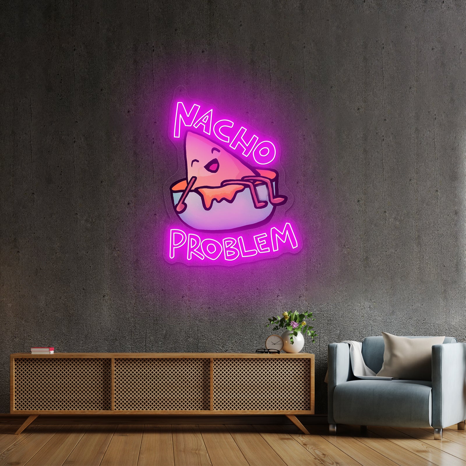Nacho Problem Food Pun Artwork Gaming Neon Signs