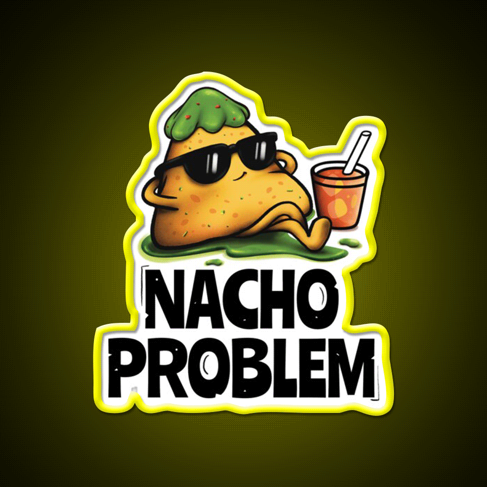 Nacho Problem Funny Food Pun Snack Food Led Neon Sign Rgb Color - Custom LED neon sign front view