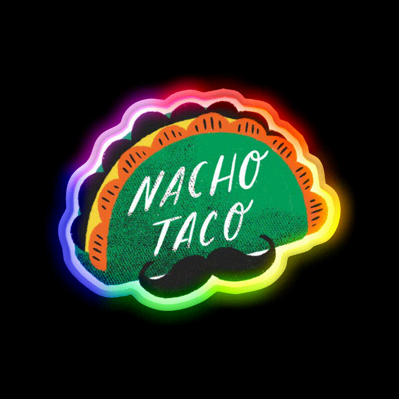 Nacho Taco Led Neon Sign Mexican Food Sign Rgb Color - LED neon sign close-up detail
