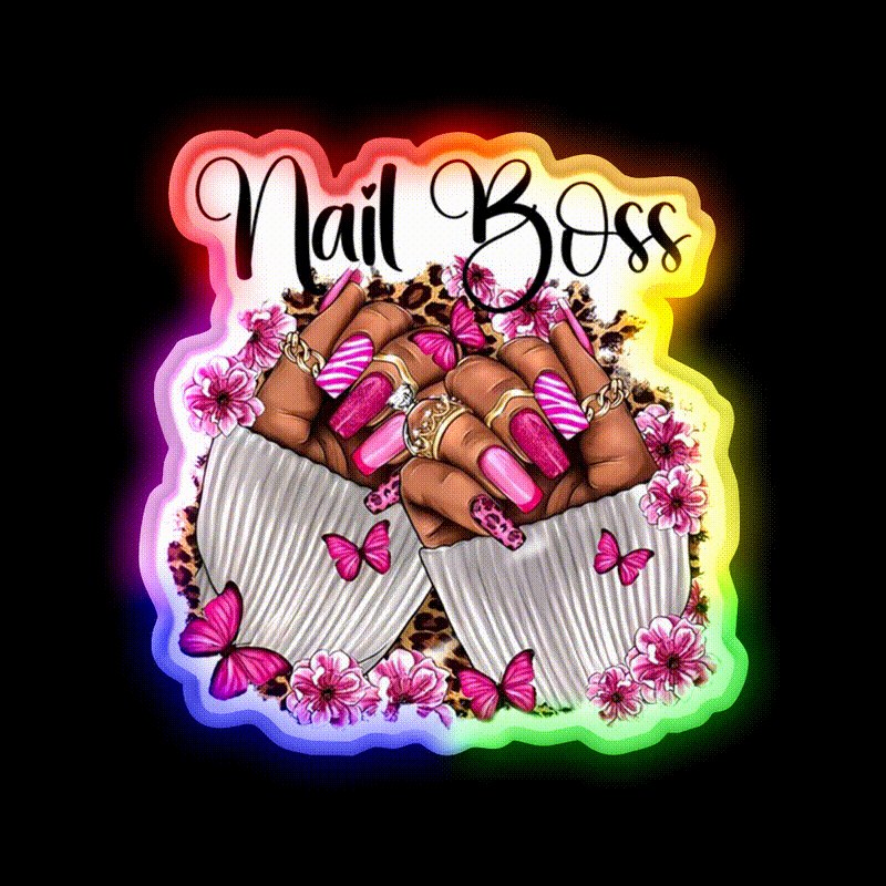 Nail Boss Nail Artist Nail Art Nail Salon Led Neon Sign Rgb Color - LED neon sign close-up detail