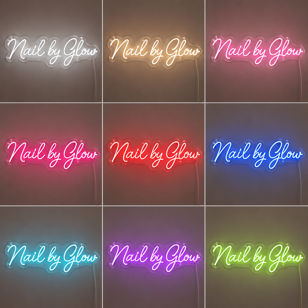 Nail By Glow LED Neon Sign - 05 Color Grid