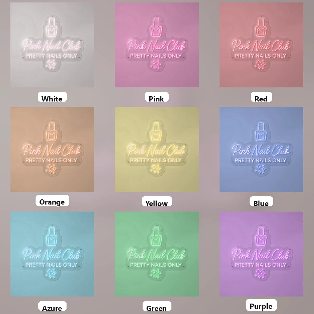Nail Club Pretty Nails Only LED Neon Sign - 05 Color Grid