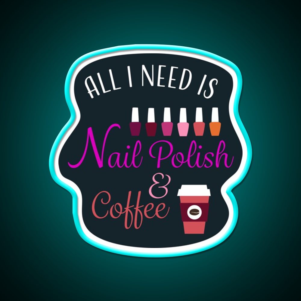Nail Polish And Coffee Nail Salon Led Neon Sign Rgb Color
