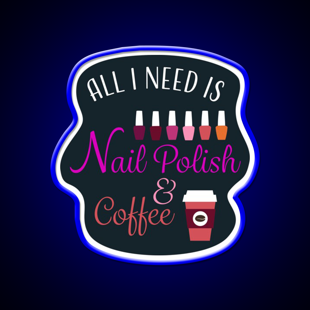 Nail Polish And Coffee Nail Salon Led Neon Sign Rgb Color