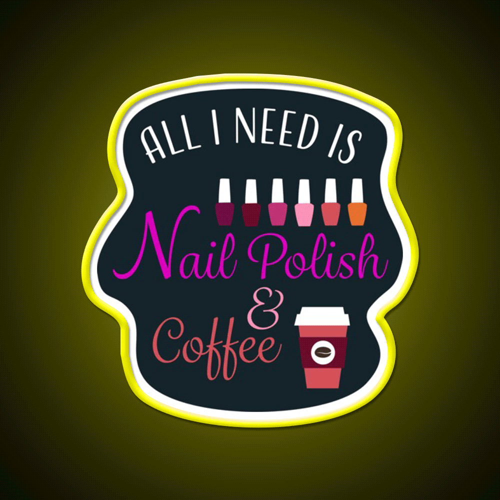 Nail Polish And Coffee Nail Salon Led Neon Sign Rgb Color