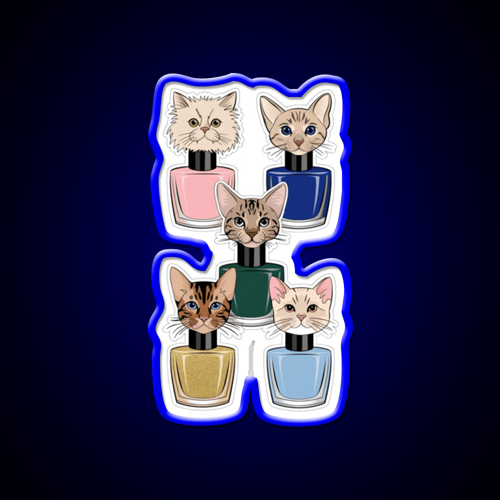 Nail Polish Cat Crew Nail Salon Led Neon Sign Rgb Color - Shineneon