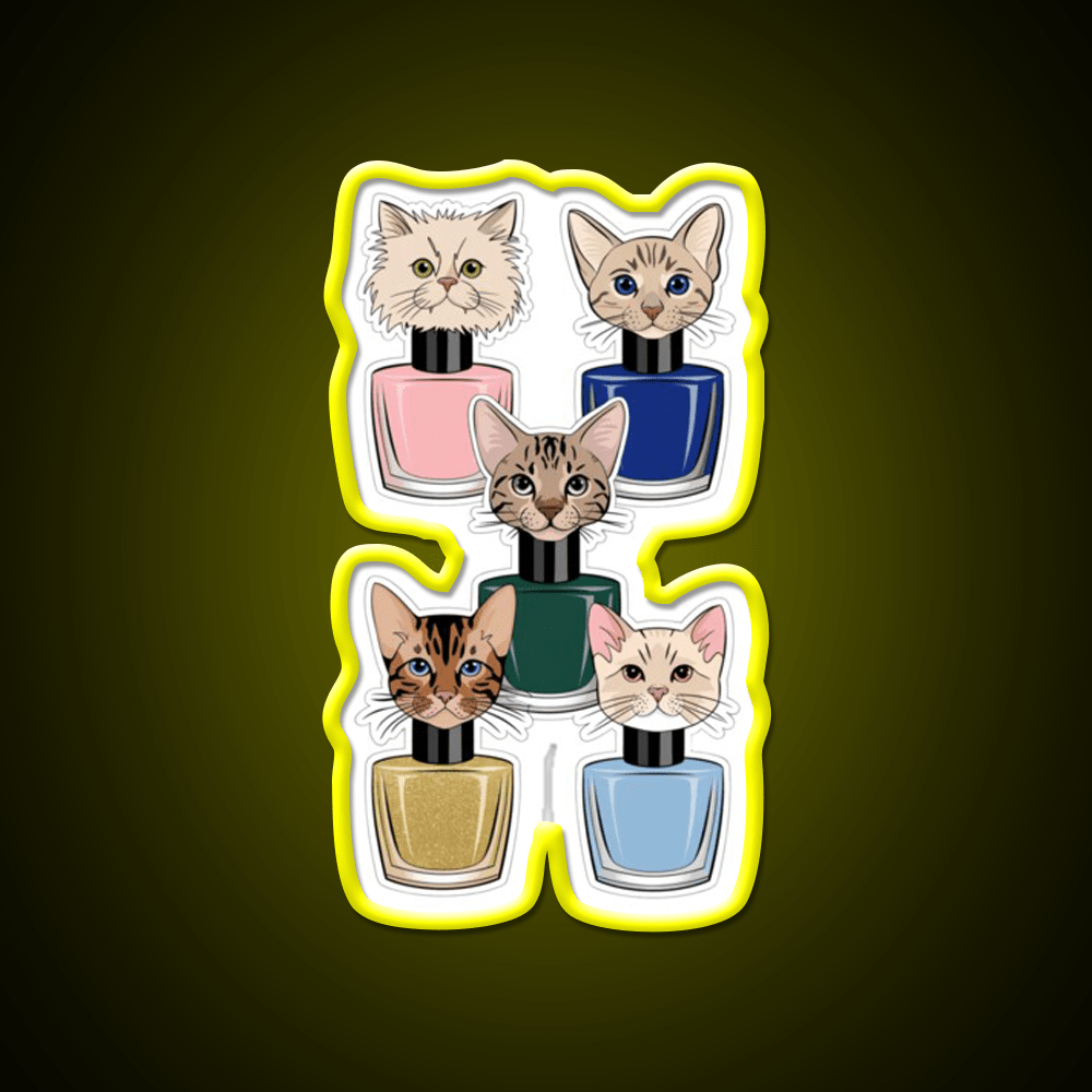 Nail Polish Cat Crew Nail Salon Led Neon Sign Rgb Color - Shineneon