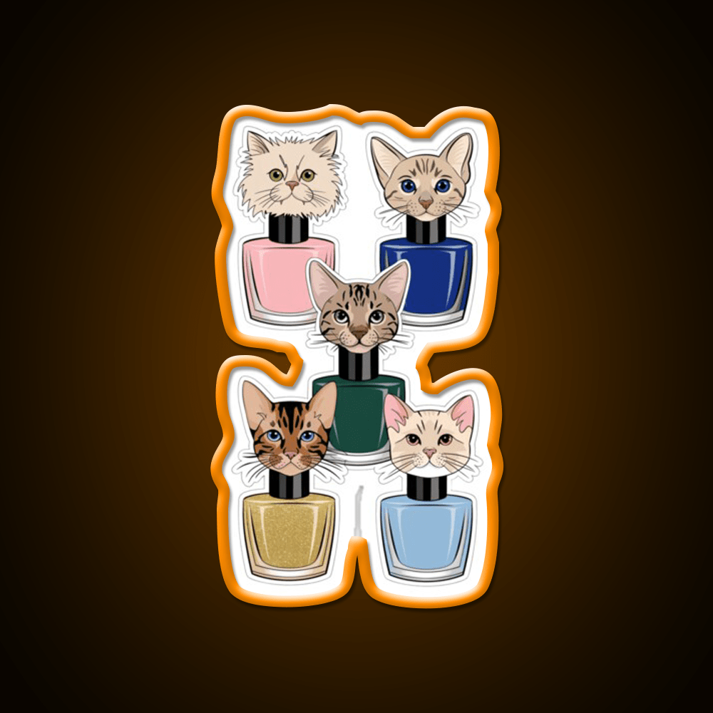 Nail Polish Cat Crew Nail Salon Led Neon Sign Rgb Color - Shineneon