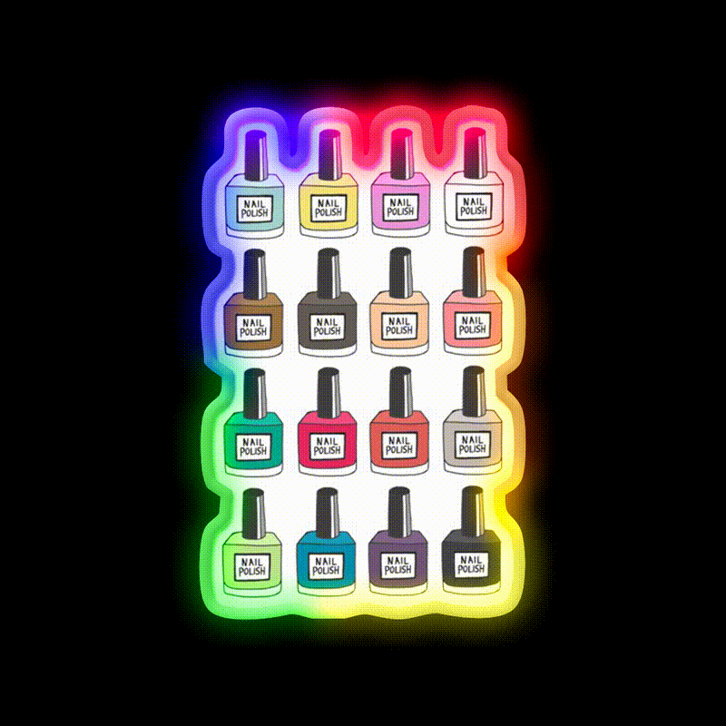 Nail Polish Collection Nail Salon Led Neon Sign Rgb Color - LED neon sign close-up detail