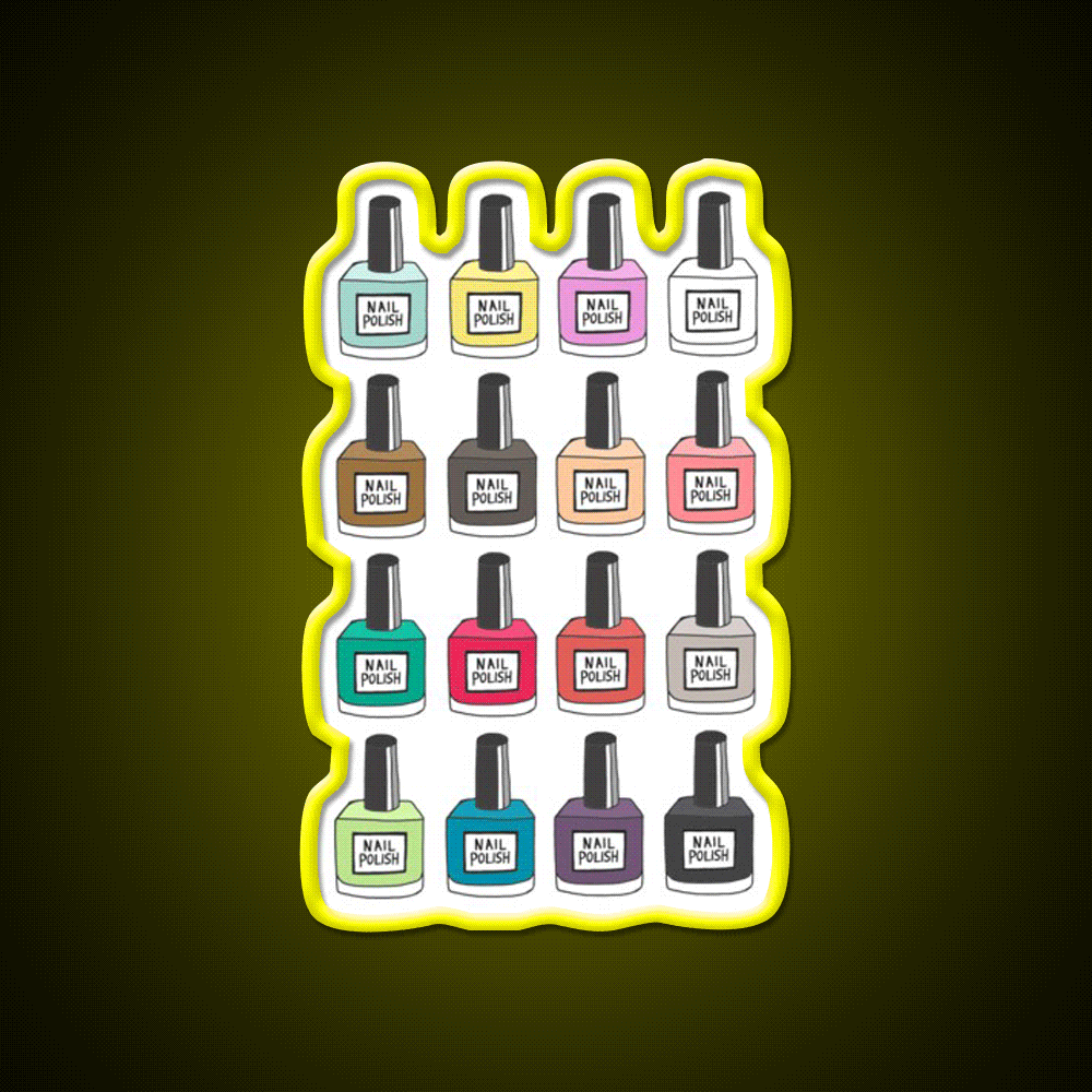 Nail Polish Collection Nail Salon Led Neon Sign Rgb Color - Custom LED neon sign front view