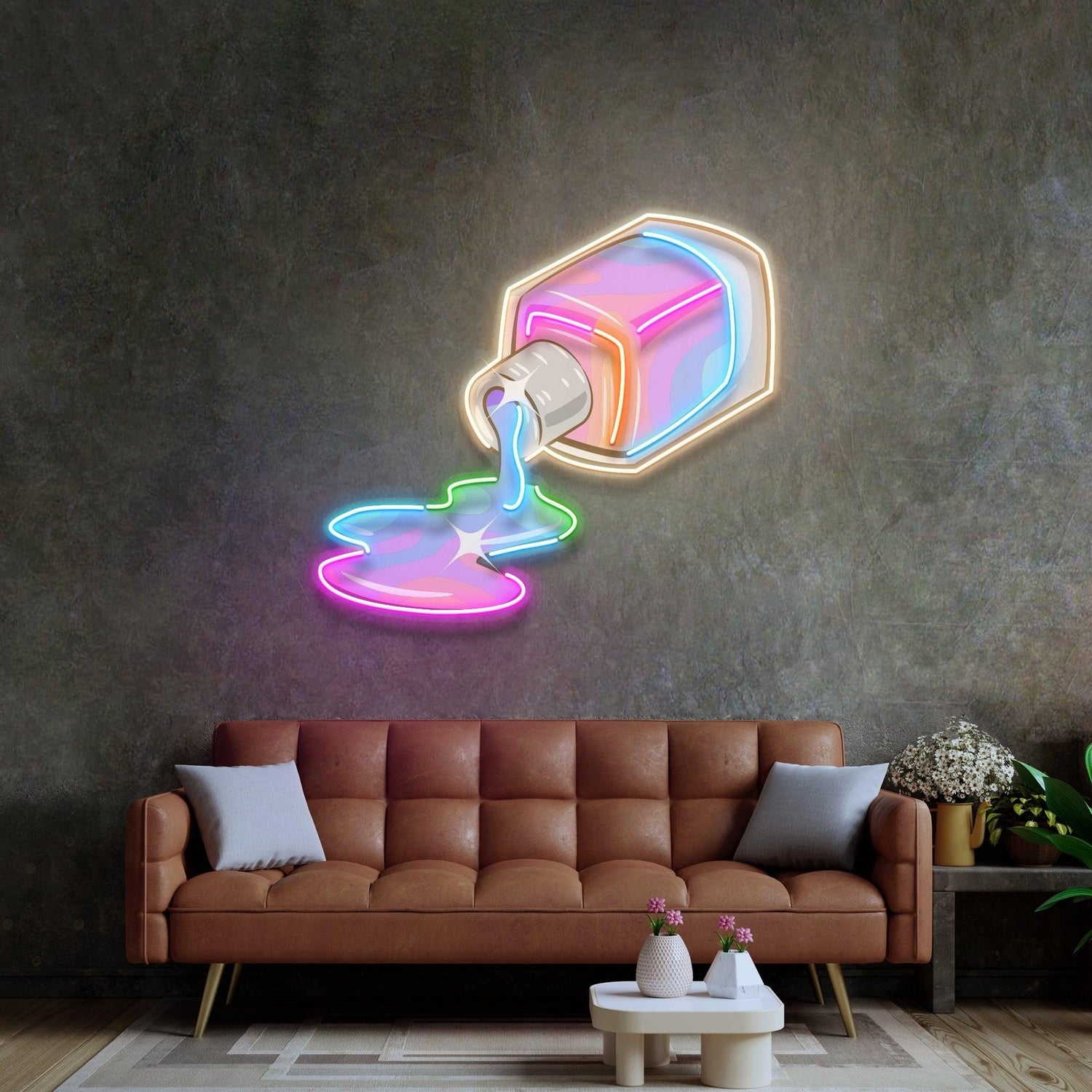 Nail Polish Spilling Vibrant Uv Printed Led Neon Sign For Nail Salon Wall Art | Shineneon