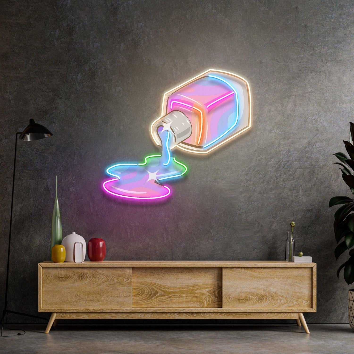 Nail Polish Spilling Vibrant Uv Printed Led Neon Sign For Nail Salon Wall Art | Shineneon