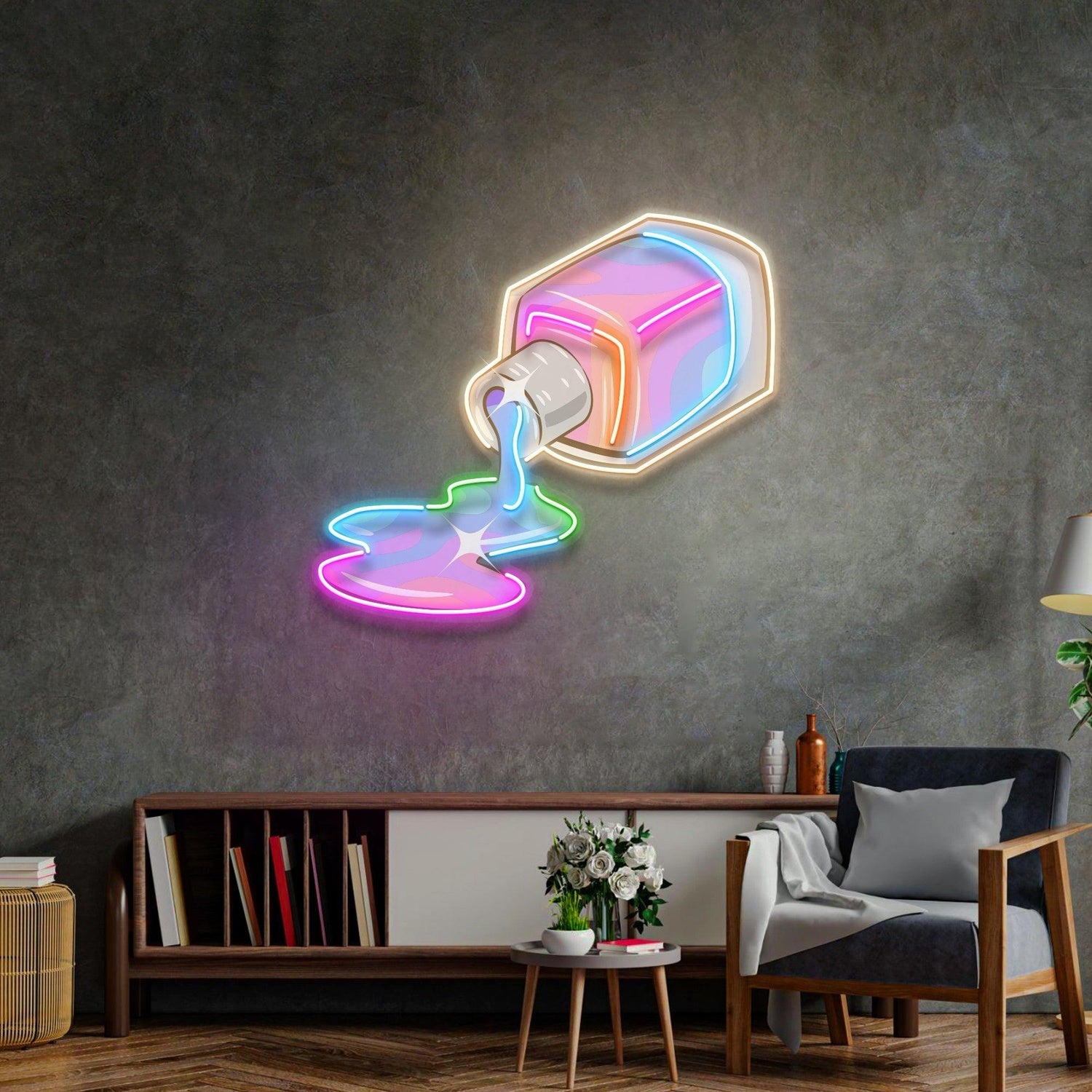 Nail Polish Spilling Vibrant Uv Printed Led Neon Sign For Nail Salon Wall Art | Shineneon