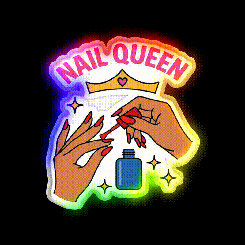 Nail Queen Cute Nail Tech Art For Beauty Nail Salon Led Neon Sign Rgb Color - LED neon sign close-up detail