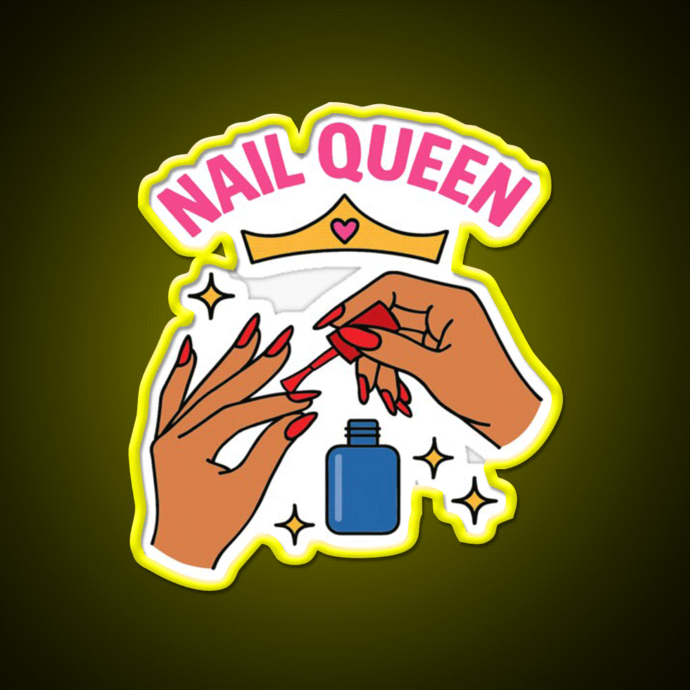 Nail Queen Cute Nail Tech Art For Beauty Nail Salon Led Neon Sign Rgb Color