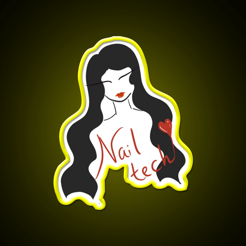 Nail Tech Illustration Long Hair Nail Salon Led Neon Sign Rgb Color - Shineneon