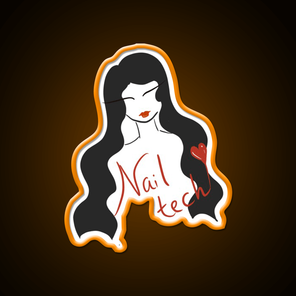 Nail Tech Illustration Long Hair Nail Salon Led Neon Sign Rgb Color - Shineneon