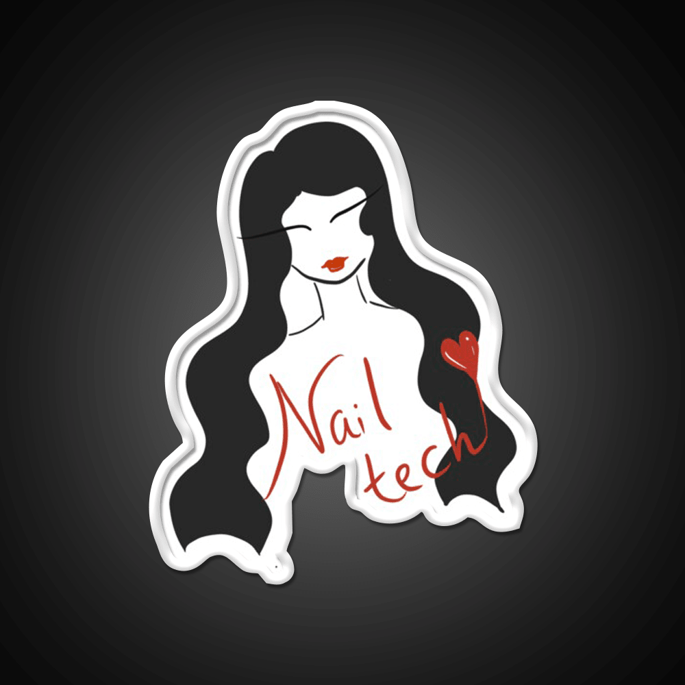 Nail Tech Illustration Long Hair Nail Salon Led Neon Sign Rgb Color - Shineneon