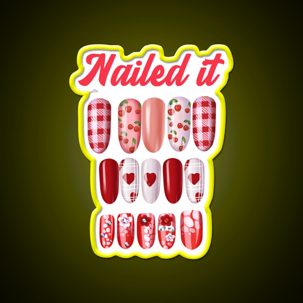 Nailed It Nail Art For Fun Nail Salon Led Neon Sign Rgb Color - Custom LED neon sign front view