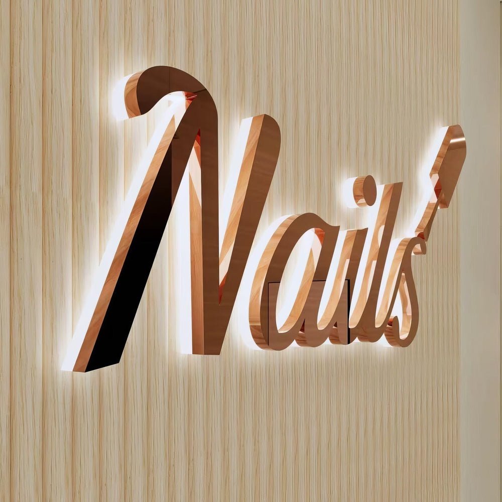 Nails 3D Backlit Letters Business Metal Led Sign - Shineneon