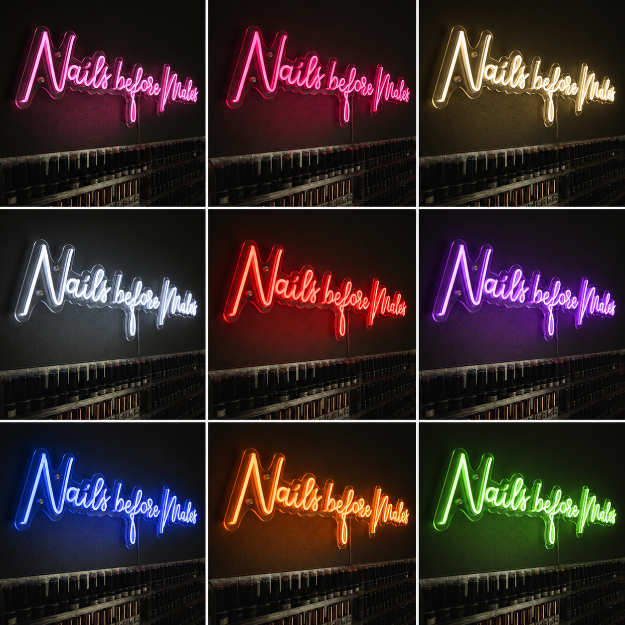 Nails Before Males LED Neon Sign - 05 Color Grid