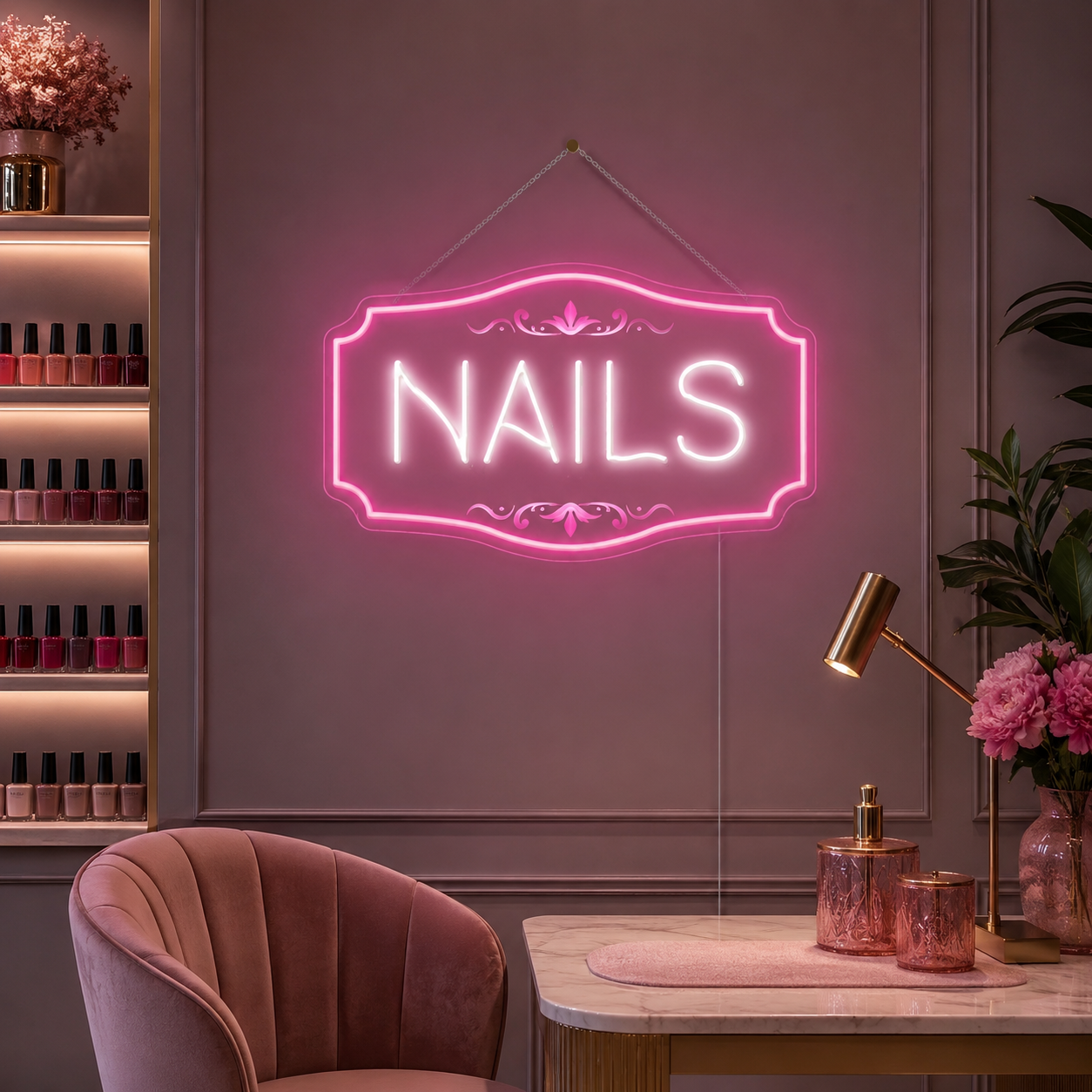 Nails LED Neon Sign Bedroom Decor - 04 Size Image