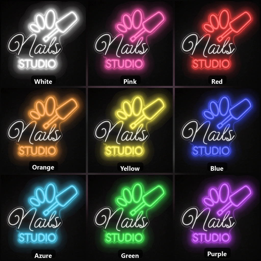Nails Studio Wall Decor LED Neon Sign Garage Man Cave Neon Sign color grid