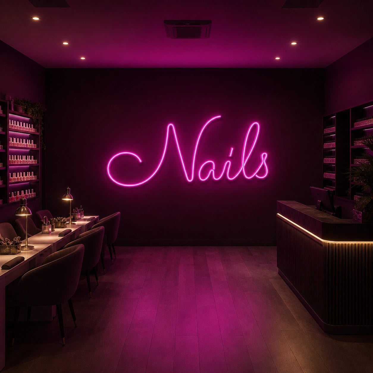 Nails Wall Art LED Neon Sign Garage Man Cave Neon Sign size image
