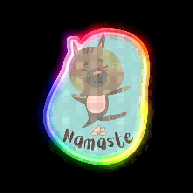 Namaste Cat Yoga Pose Yoga Led Neon Sign For Wellness Space Rgb Color