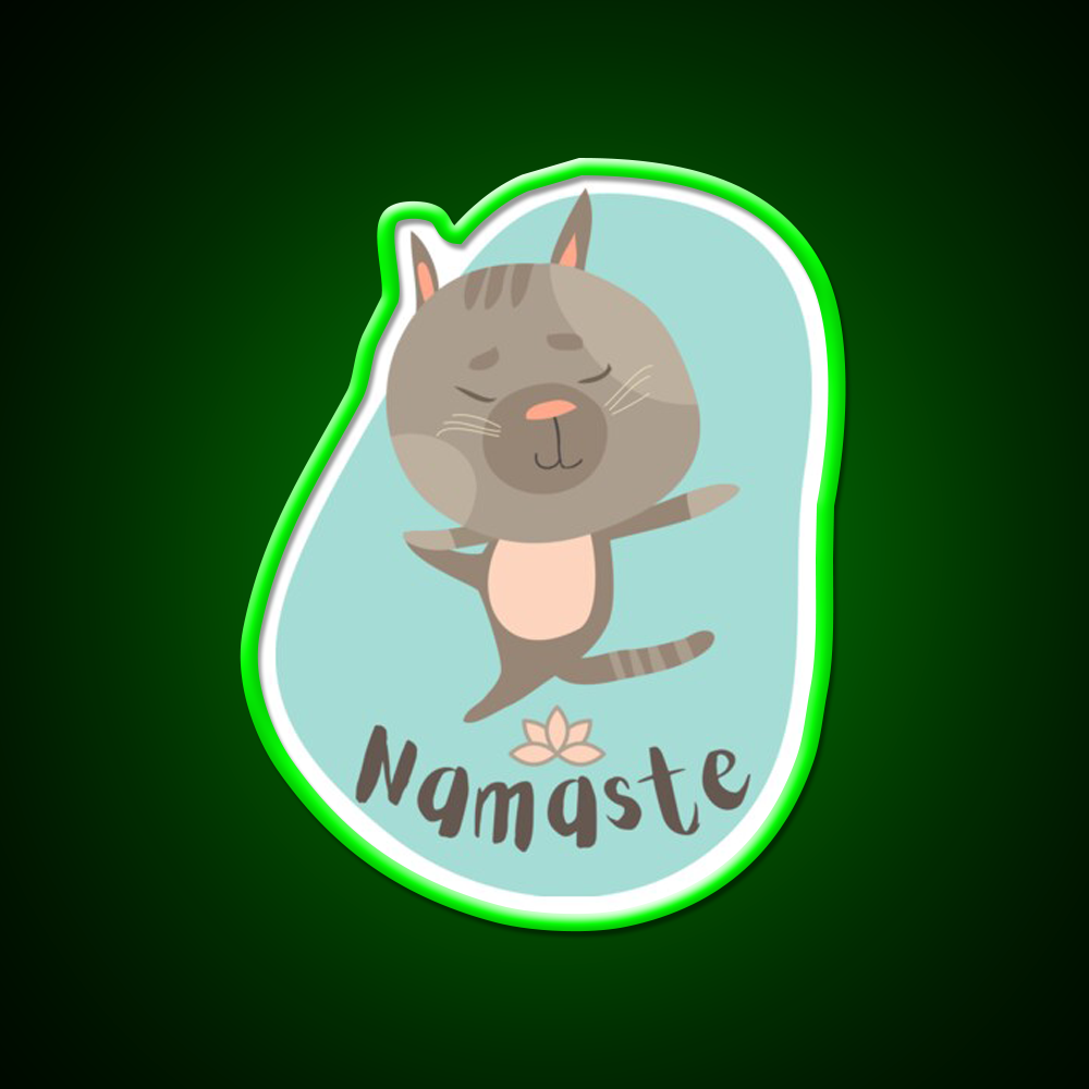 Namaste Cat Yoga Pose Yoga Led Neon Sign For Wellness Space Rgb Color