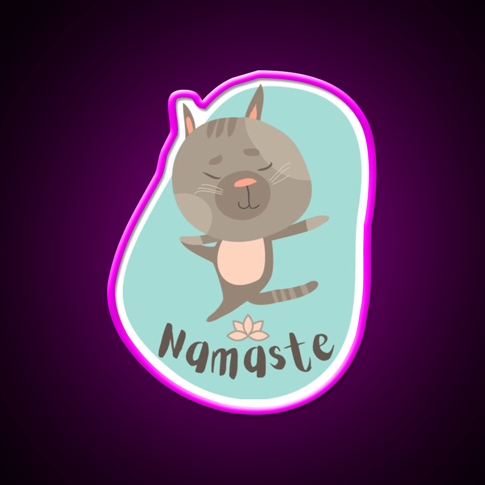 Namaste Cat Yoga Pose Yoga Led Neon Sign For Wellness Space Rgb Color - Shineneon