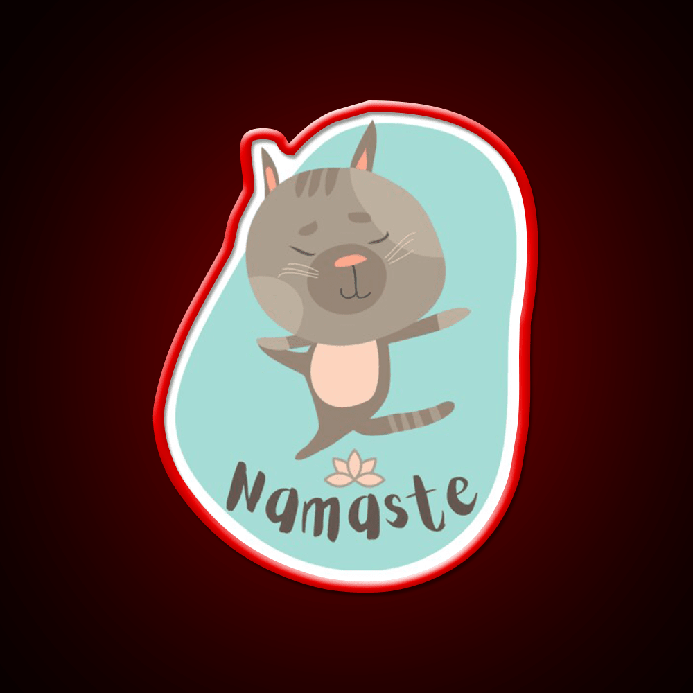 Namaste Cat Yoga Pose Yoga Led Neon Sign For Wellness Space Rgb Color - Shineneon