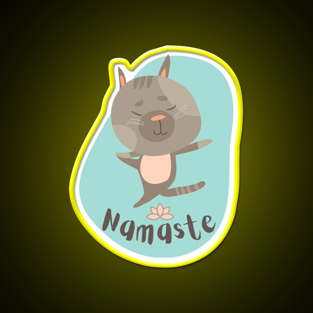 Namaste Cat Yoga Pose Yoga Led Neon Sign For Wellness Space Rgb Color