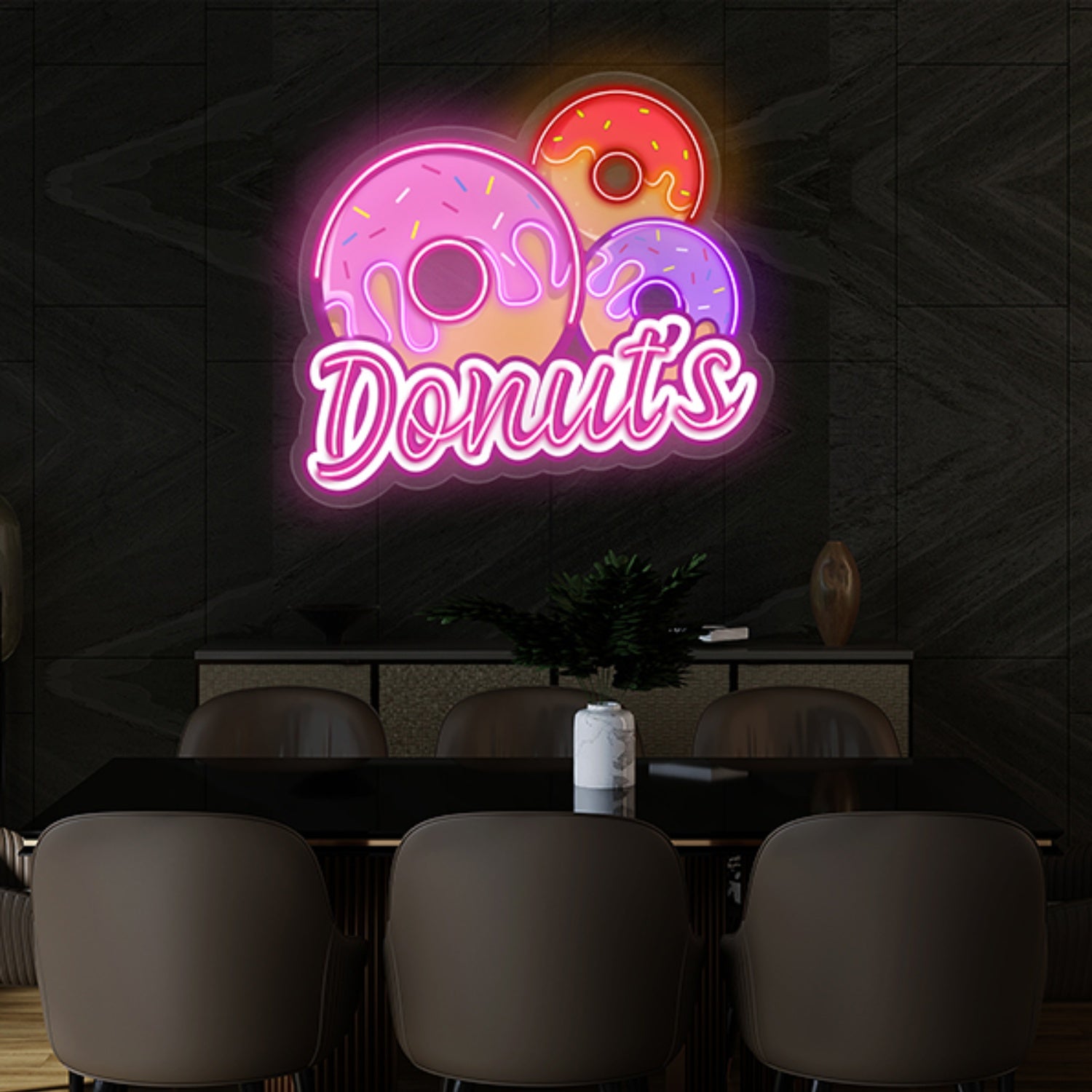 Name Fast Food Restaurant With Donut Led Neon Sign Wall Art Decor Light | Shineneon