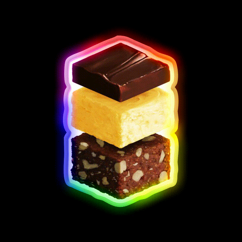 Nanaimo Bar Snack Food Led Neon Sign Rgb Color - LED neon sign close-up detail